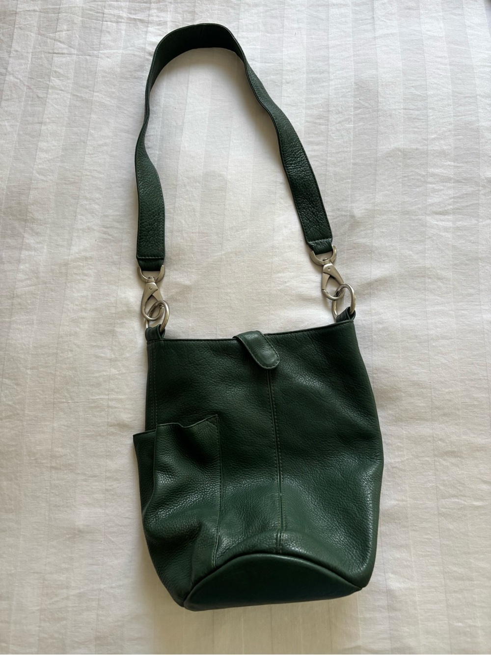 Rare HOBO Forest Green Pebbled Leather convertible shoulder/cross body Bag